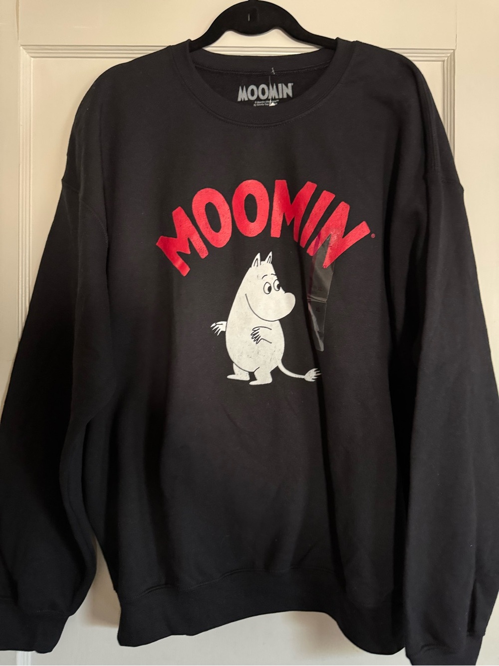Moomin NWT Size XL Black Crewneck Sweater with Red Logo